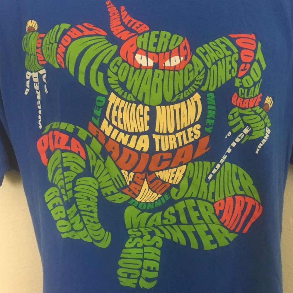 TMNT Word Collage shirt XXL SS Ninja Turtles